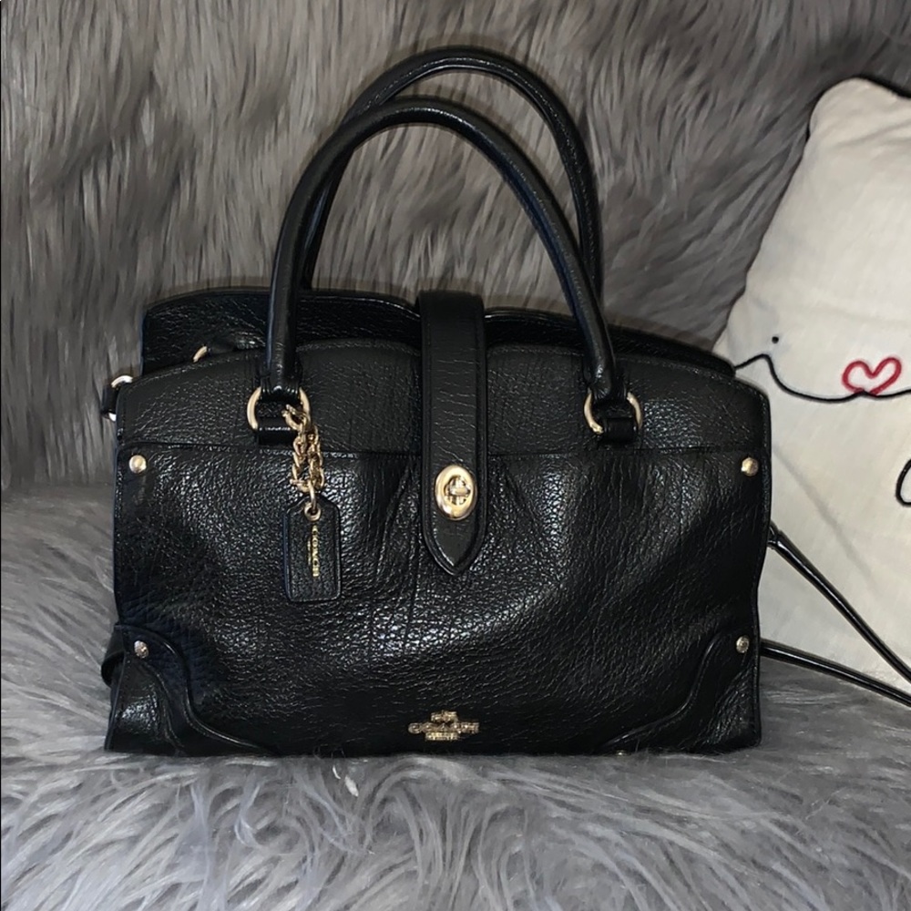 Black leather Coach handbag